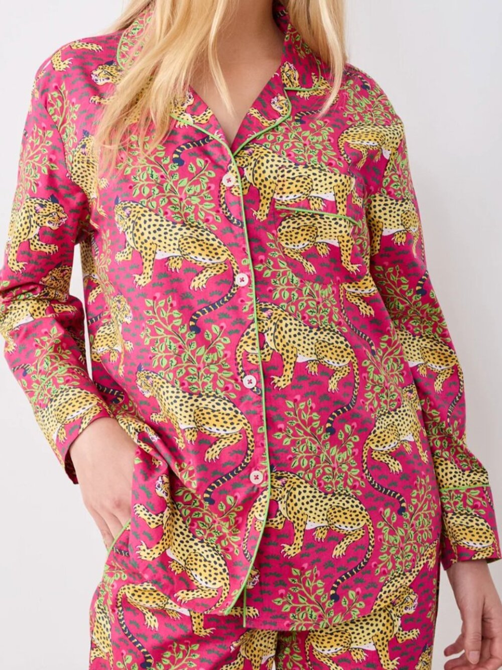 NWT Printfresh Bagheera Hot Pink Leopard Long Pajama Set - size XS - Picture 2 of 5